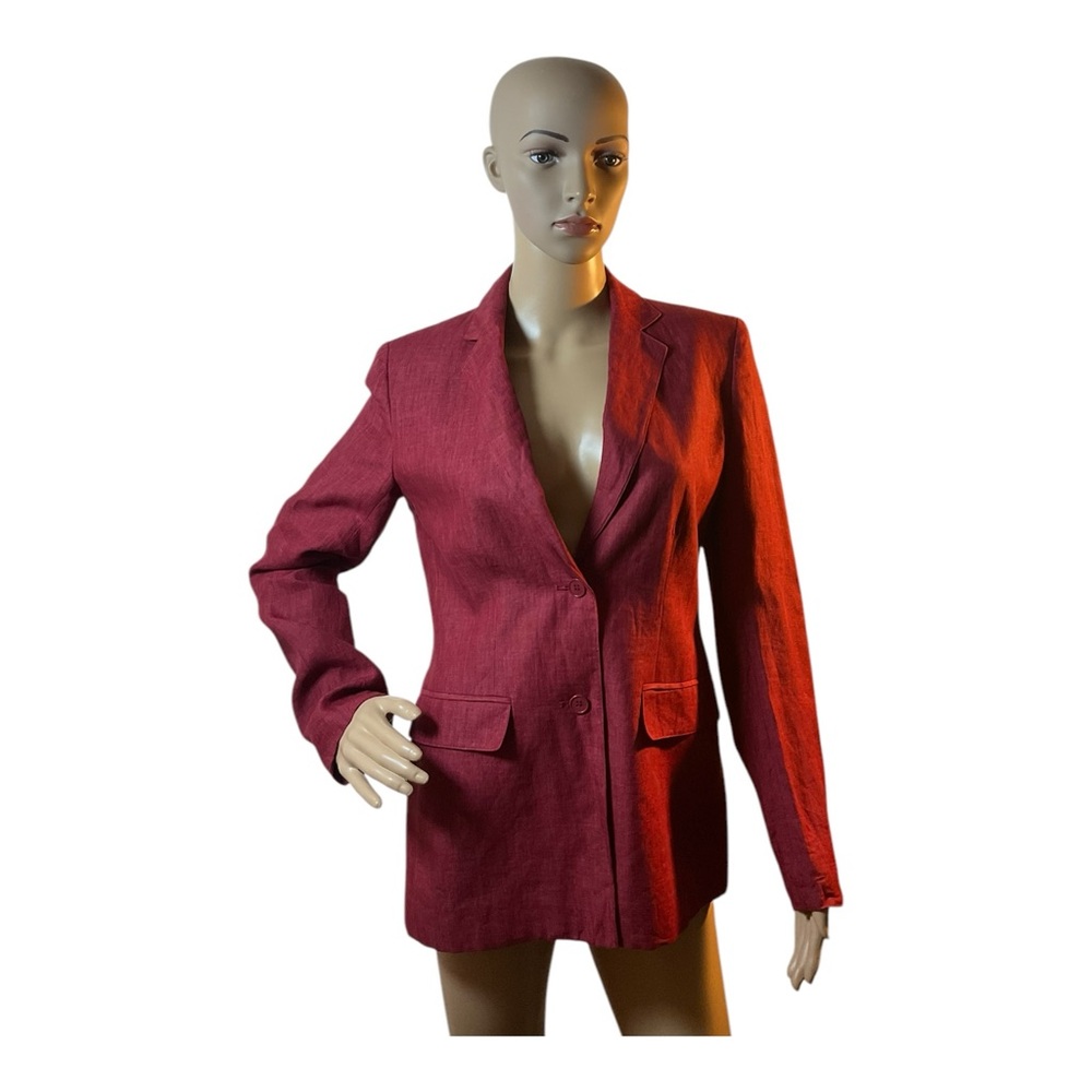 Jones New York Women's Linen Red Long Sleeve Blazer vintage Size 4 Made in USA